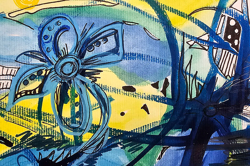 Detail abstraktne slike v vizualnem dnevniku - Zlatak Prelog Art